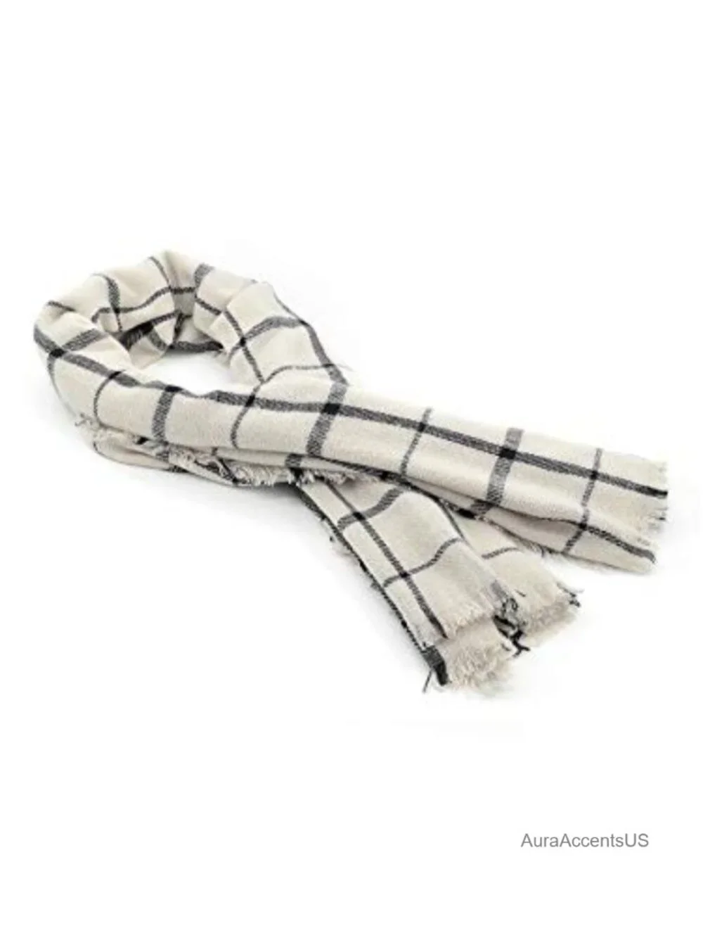 Oversized Plaid Tassel Scarf Wrap - Soft Polyester Faux Fur Blanket Scarf
